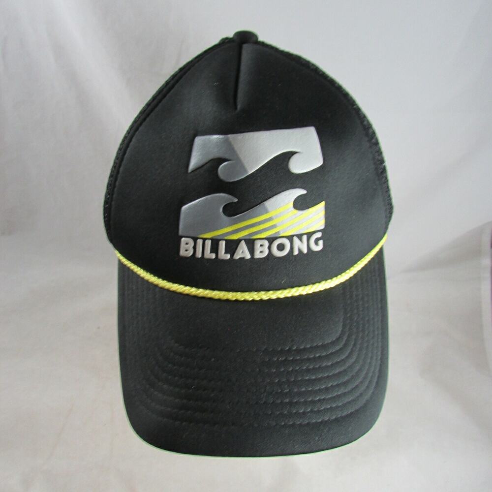 BILLABONG Trucker Hat Black Mesh Snapback Adjustable Wave Logo